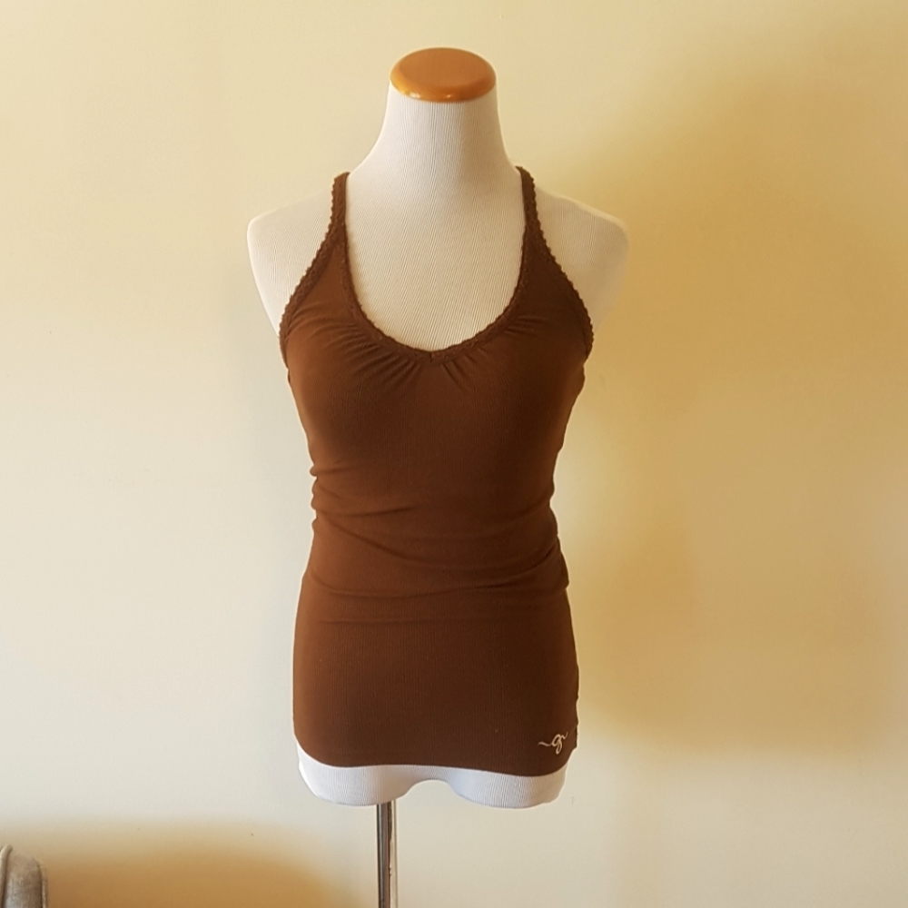 GUESS Women's Racer Back Brown Tank Top